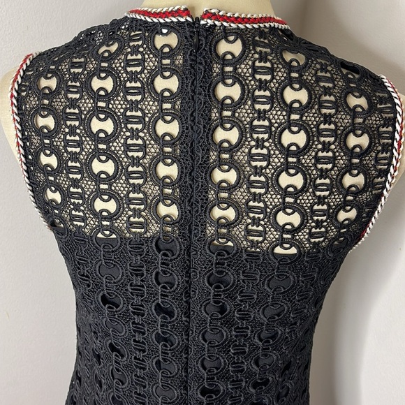 Sandro‎ Lace Crochet Embroidered Franck Mini Dress Sleeveless Ruffle Pleated Hem - Picture 10 of 12